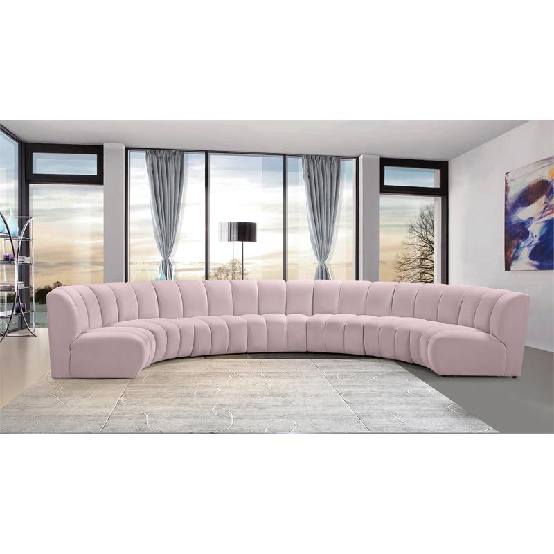 Meridian Furniture Infinity Pink Velvet 7pc. Modular Sectional