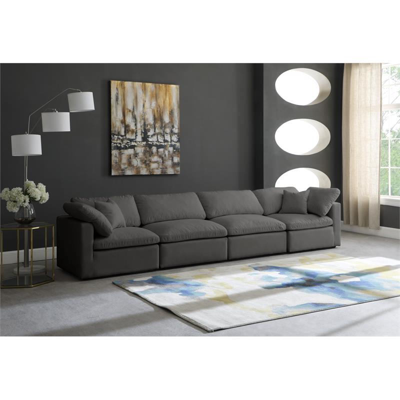 Meridian Furniture Plush Standard Gray Velvet Modular Sofa