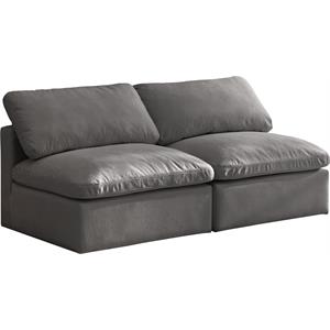 Meridian Furniture Plush Standard Gray Velvet Modular Armless Sofa