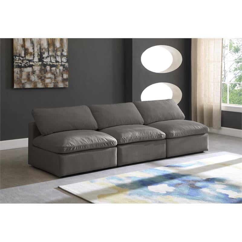 Meridian Furniture Plush Standard Gray Velvet Modular Armless Sofa