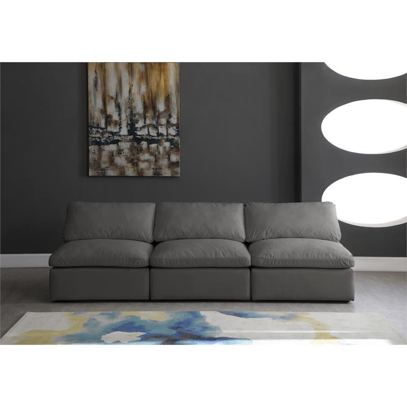 Meridian Furniture Plush Standard Gray Velvet Modular Armless Sofa