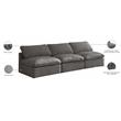 Meridian Furniture Plush Standard Gray Velvet Modular Armless Sofa