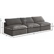 Meridian Furniture Plush Standard Gray Velvet Modular Armless Sofa