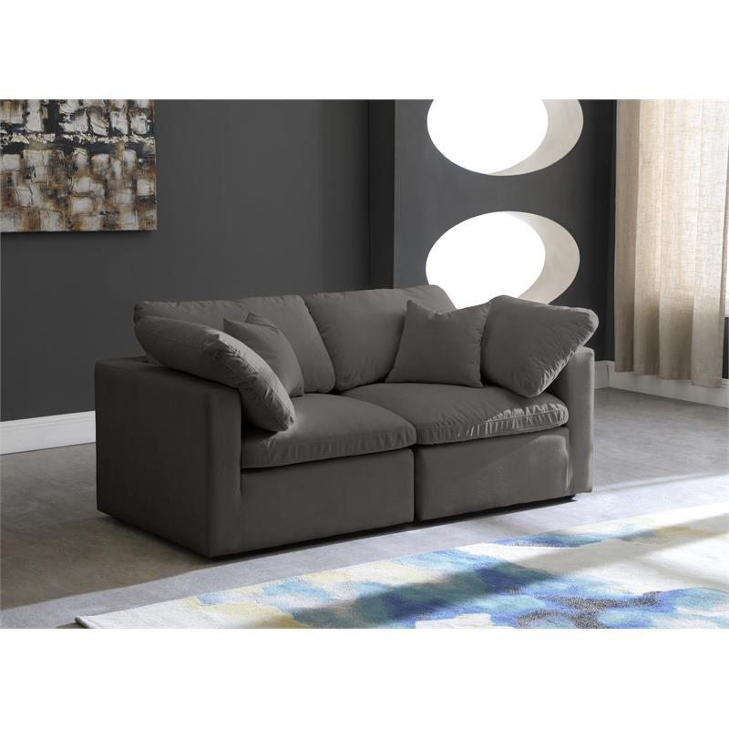 Meridian Furniture Plush Standard Gray Velvet Modular Sofa