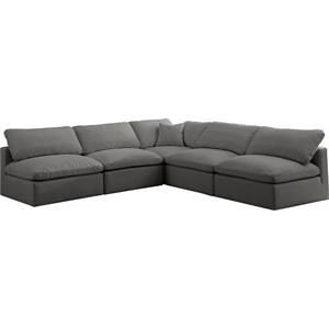 Meridian Furniture Plush Standard Gray Velvet Modular Sectional