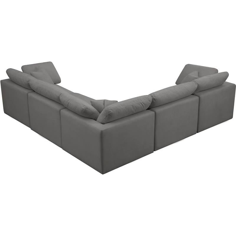 Meridian Furniture Plush Standard Gray Velvet Modular Sectional