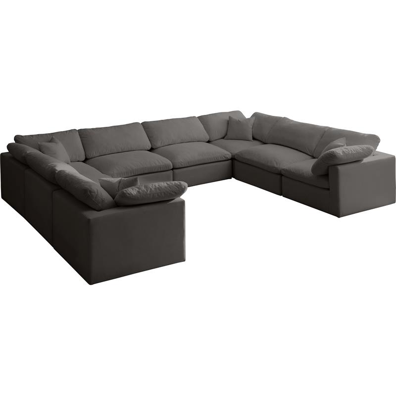 Meridian Furniture Plush Standard Gray Velvet Modular Sectional