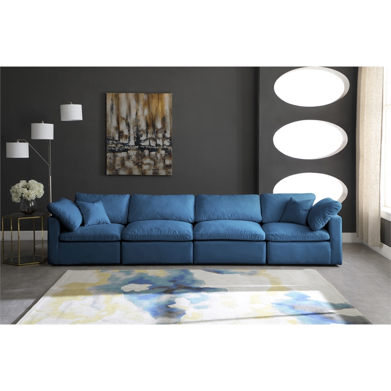 Meridian Furniture Plush Standard Navy Velvet Modular Sofa