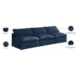 Meridian Furniture Plush Standard Navy Velvet Modular Armless Sofa
