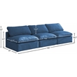 Meridian Furniture Plush Standard Navy Velvet Modular Armless Sofa