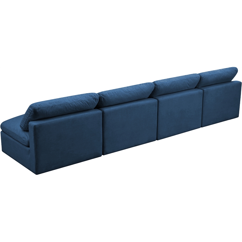 Meridian Furniture Plush Standard Navy Velvet Modular Armless Sofa
