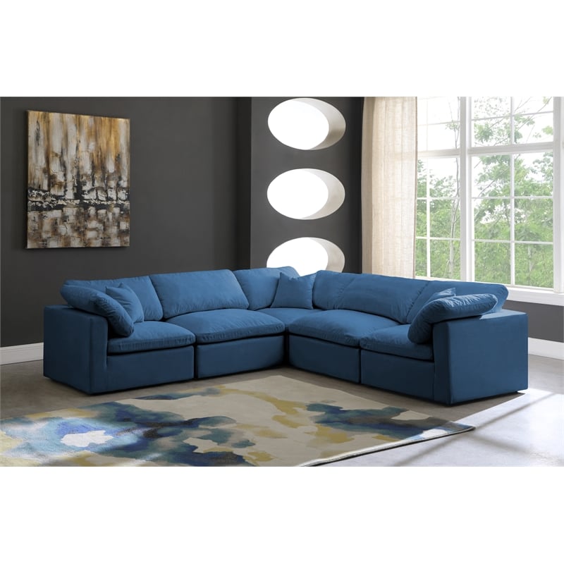 Meridian Furniture Plush Standard Navy Velvet Modular Sectional