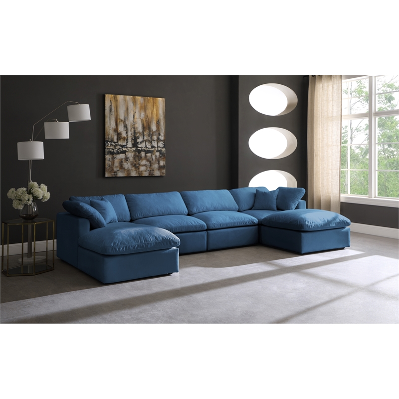 Meridian Furniture Plush Standard Navy Velvet Modular Sectional