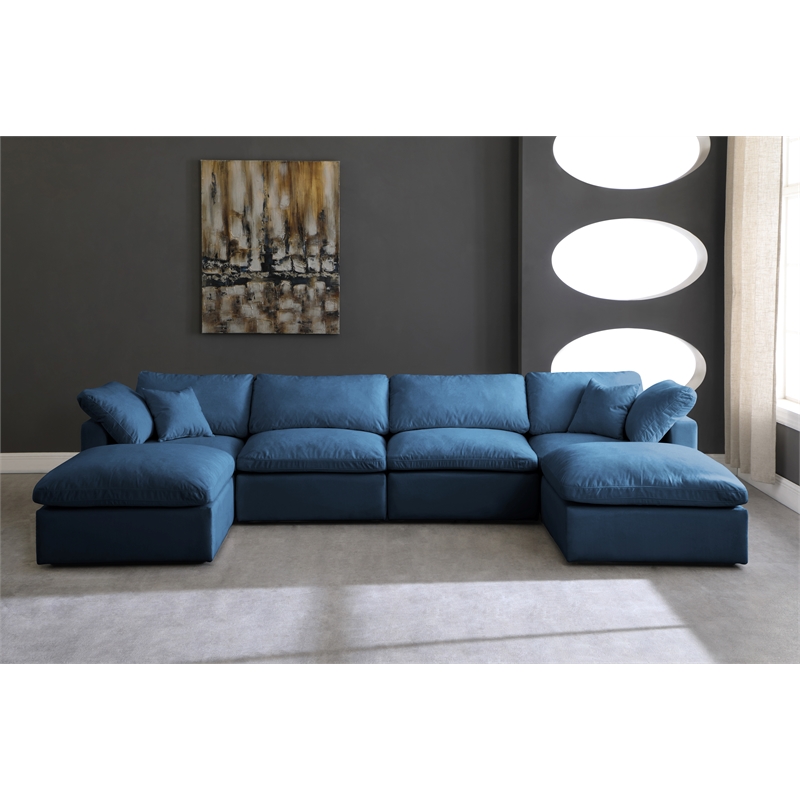 Meridian Furniture Plush Standard Navy Velvet Modular Sectional