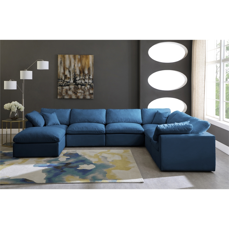 Meridian Furniture Plush Standard Navy Velvet Modular Sectional