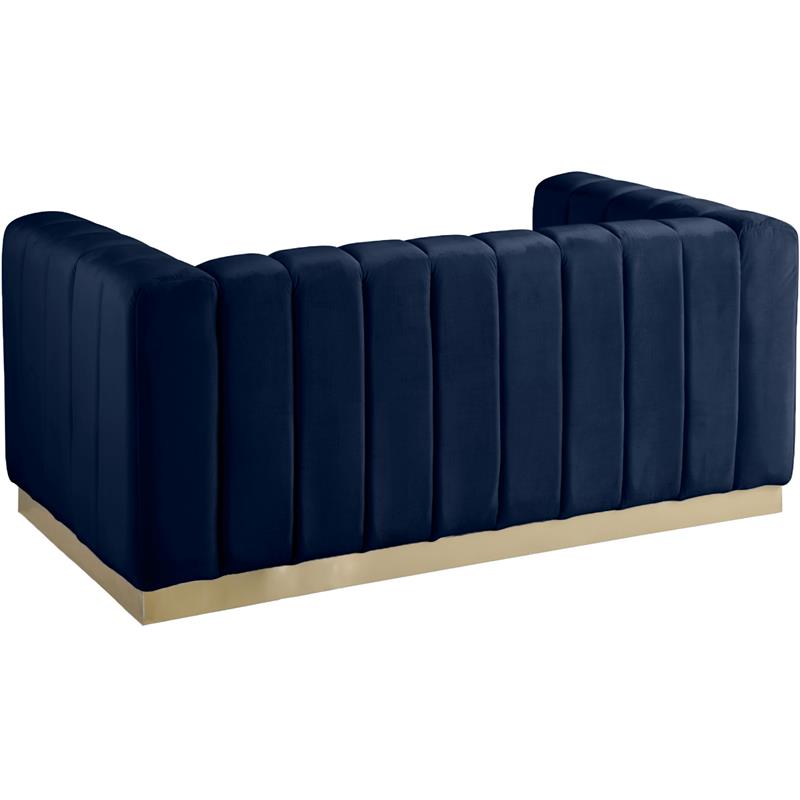 Meridian Furniture Marlon Navy Velvet Loveseat