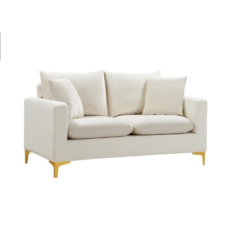 Meridian Furniture Naomi Cream Velvet Loveseat
