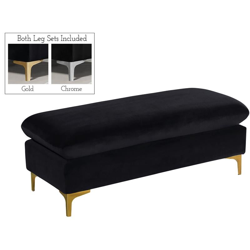 Meridian Furniture Naomi Black Velvet Ottoman