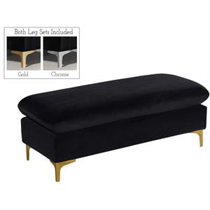 Meridian Furniture Naomi Black Velvet Ottoman
