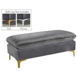 Meridian Furniture Naomi Gray Velvet Ottoman