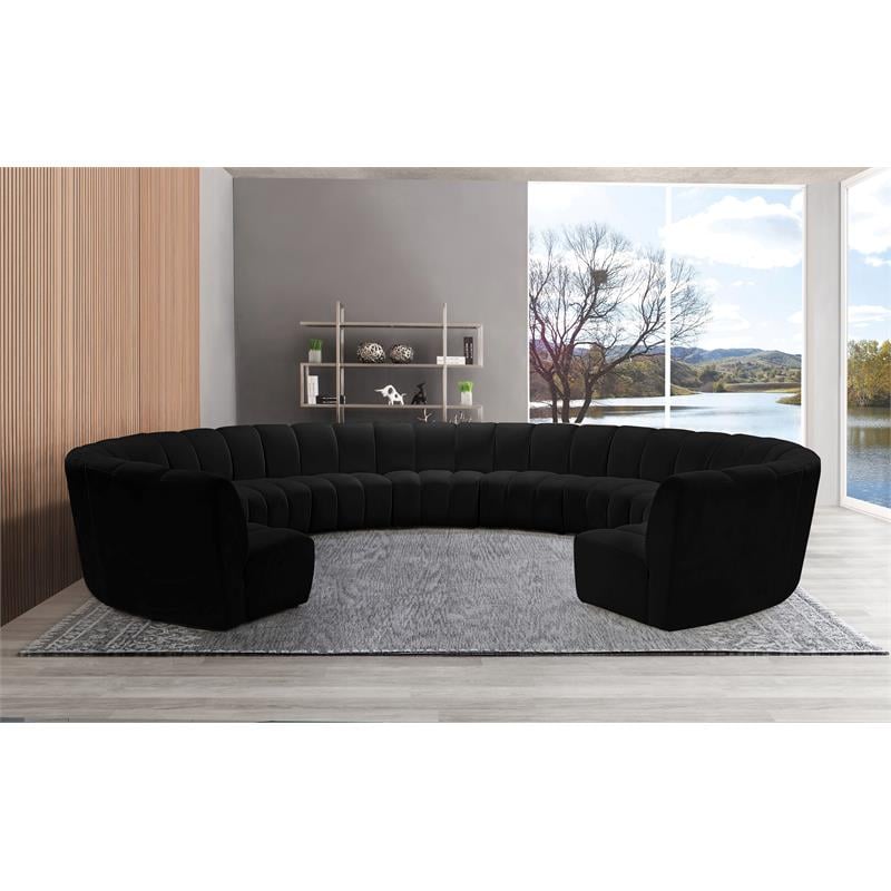Meridian Furniture Infinity Black Velvet 11pc. Modular Sectional