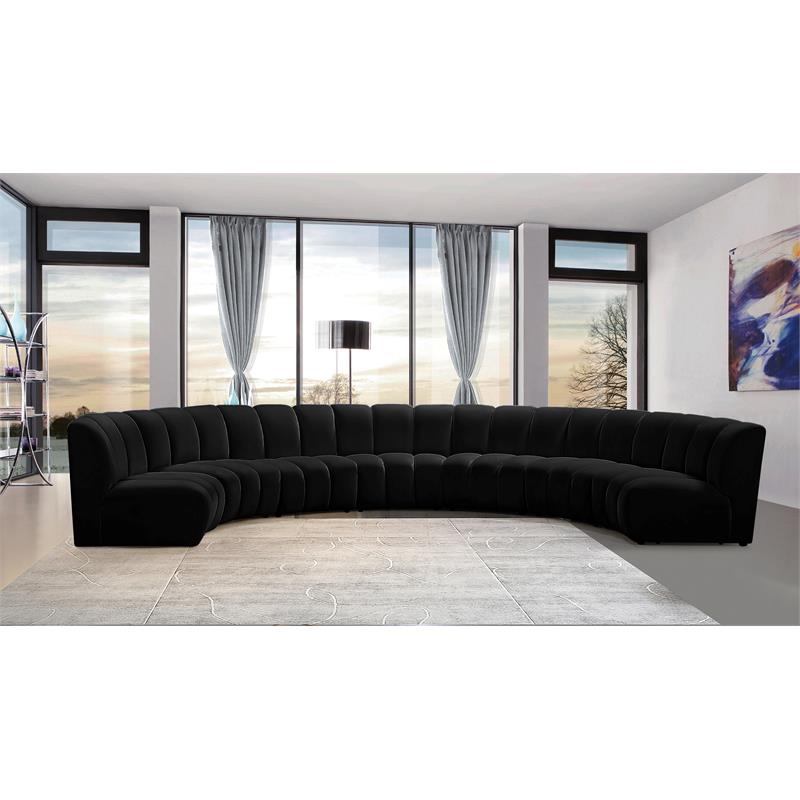 Meridian Furniture Infinity Black Velvet 7pc. Modular Sectional