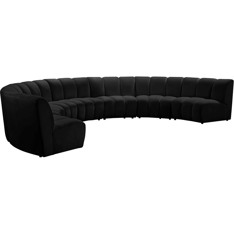 Meridian Furniture Infinity Black Velvet 7pc. Modular Sectional