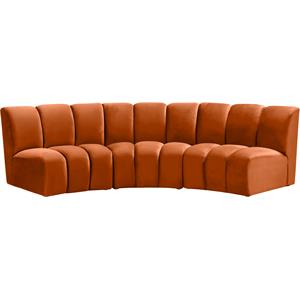 Meridian Furniture Infinity Cognac Velvet 3pc. Modular Sectional