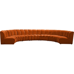 Meridian Furniture Infinity Cognac Velvet 7pc. Modular Sectional