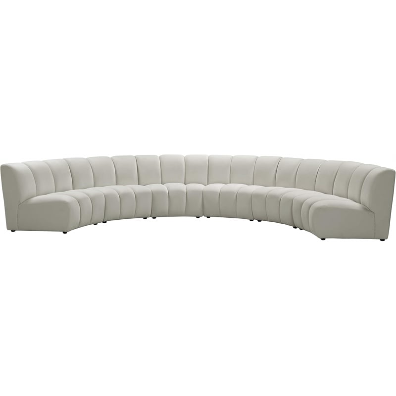 Meridian Furniture Infinity Cream Velvet 6pc. Modular Sectional