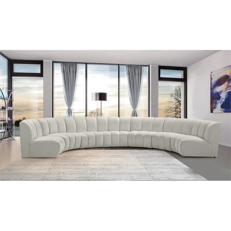 Meridian Furniture Infinity Cream Velvet 7pc. Modular Sectional