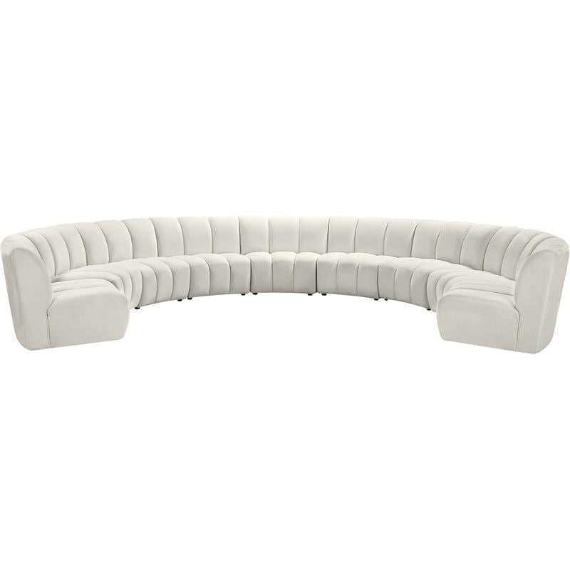 Meridian Furniture Infinity Cream Velvet 9pc. Modular Sectional