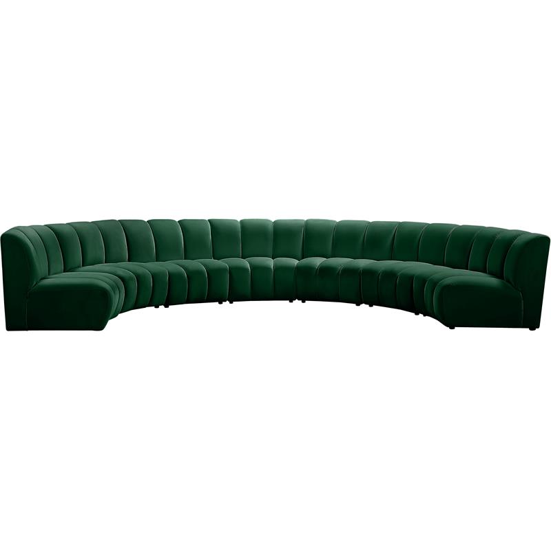 Meridian Furniture Infinity Green Velvet 7pc. Modular Sectional