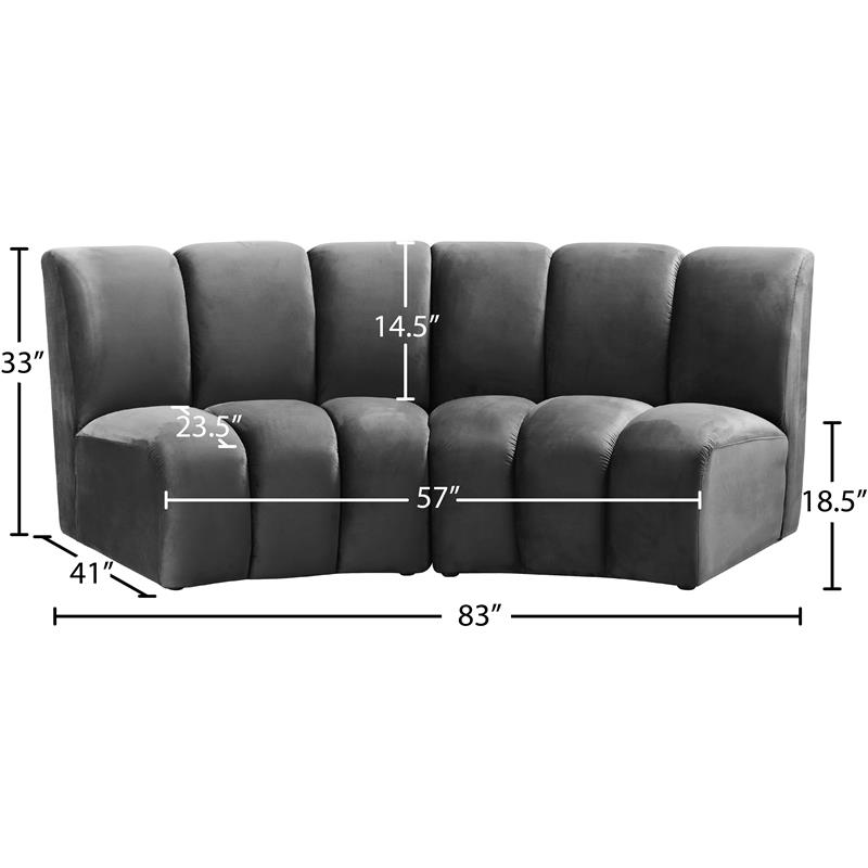 Meridian Furniture Infinity Gray Velvet 2pc. Modular Sectional