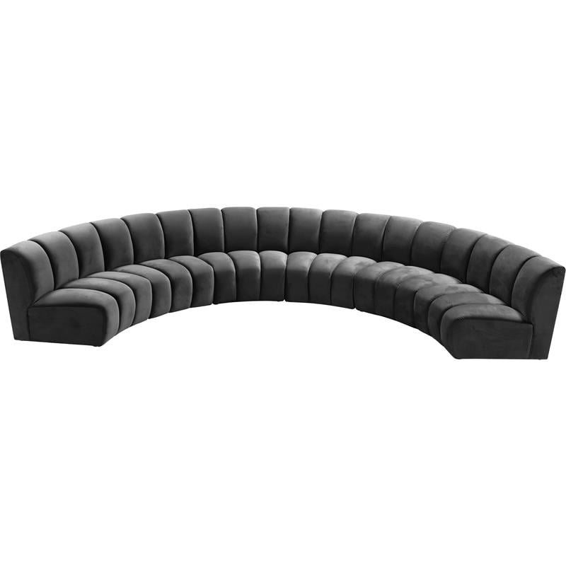 Meridian Furniture Infinity Gray Velvet 6pc. Modular Sectional