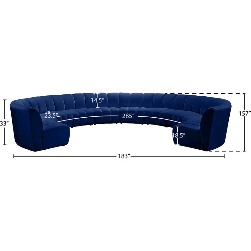 Meridian Furniture Infinity Navy Velvet 10pc. Modular Sectional