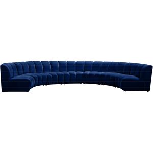 meridian furniture infinity navy velvet 7pc. modular sectional