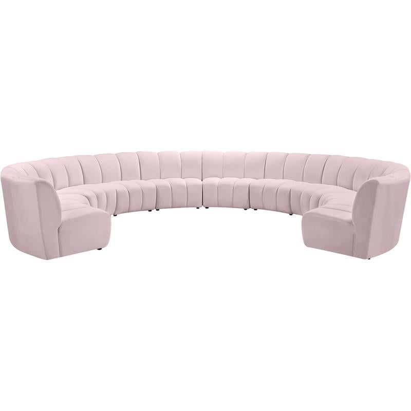 Meridian Furniture Infinity Pink Velvet 10pc. Modular Sectional