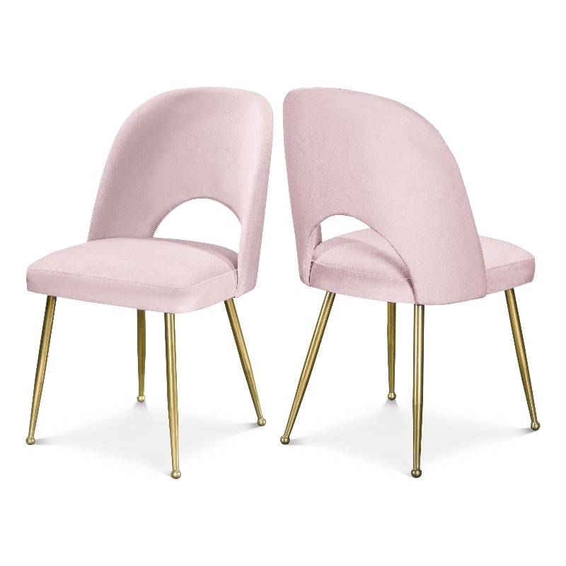Meridian Furniture Logan Pink Velvet Dining Chair (Set of 2)
