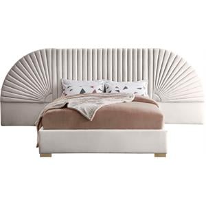 Meridian Furniture Cleo Cream Velvet Queen Bed