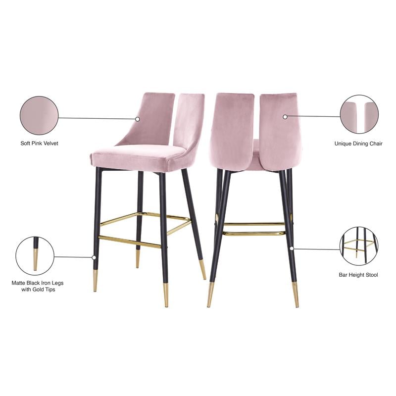 Meridian Furniture Sleek Pink Velvet Stool (Set of 2)