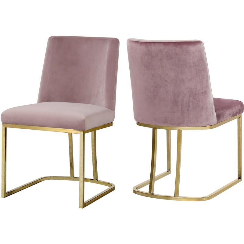 Meridian Furniture Heidi Pink Velvet Dining Chair (Set of 2)