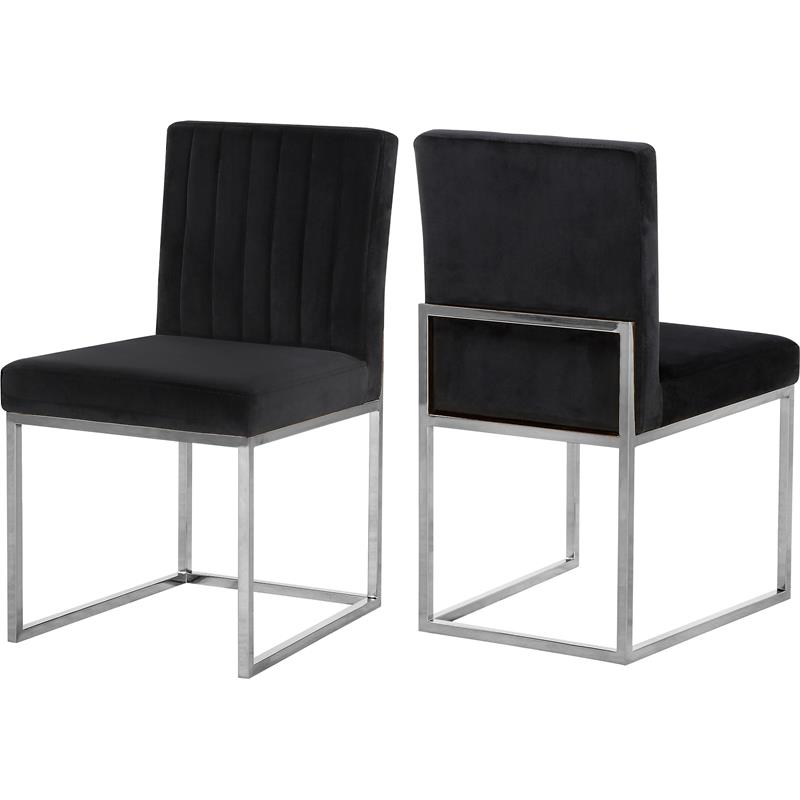 Meridian Furniture Giselle Black Velvet Dining Chair (Set of 2)