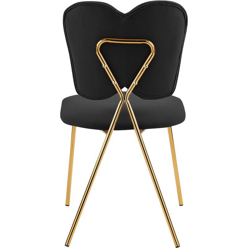 Meridian Furniture Angel Black Velvet Dining Chair with Gold Finish (Set of 2)