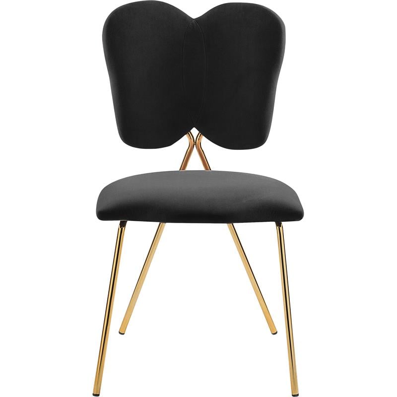 Meridian Furniture Angel Black Velvet Dining Chair with Gold Finish (Set of 2)