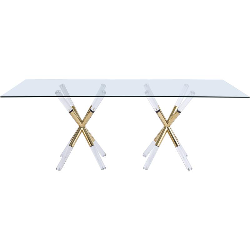 Meridian Furniture Mercury Rectangular Tempered Glass Top Dining Table