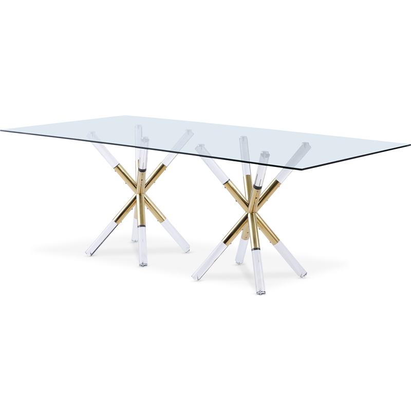Meridian Furniture Mercury Rectangular Tempered Glass Top Dining Table