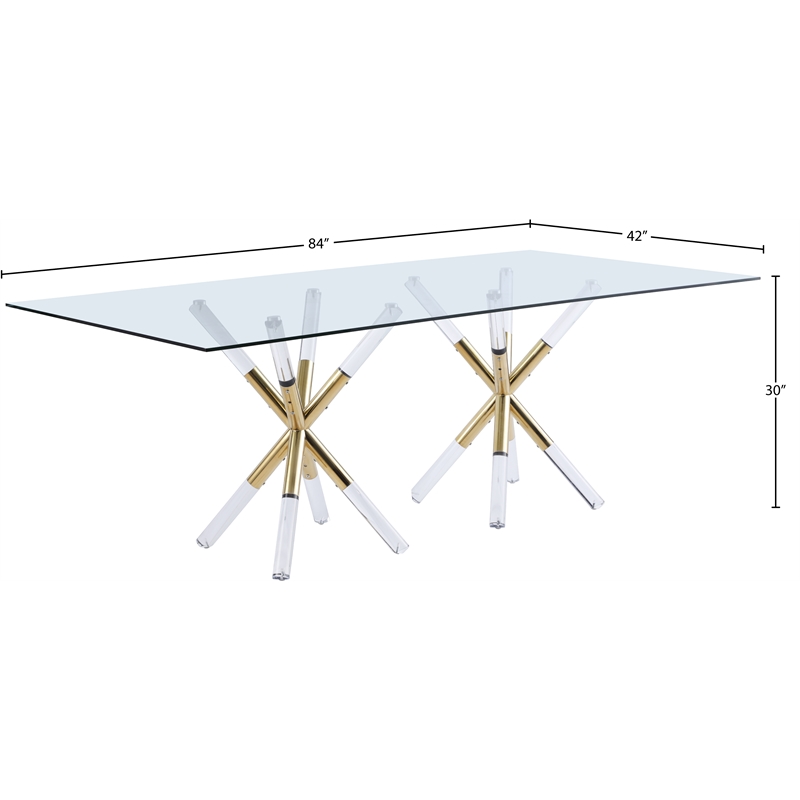 Meridian Furniture Mercury Rectangular Tempered Glass Top Dining Table