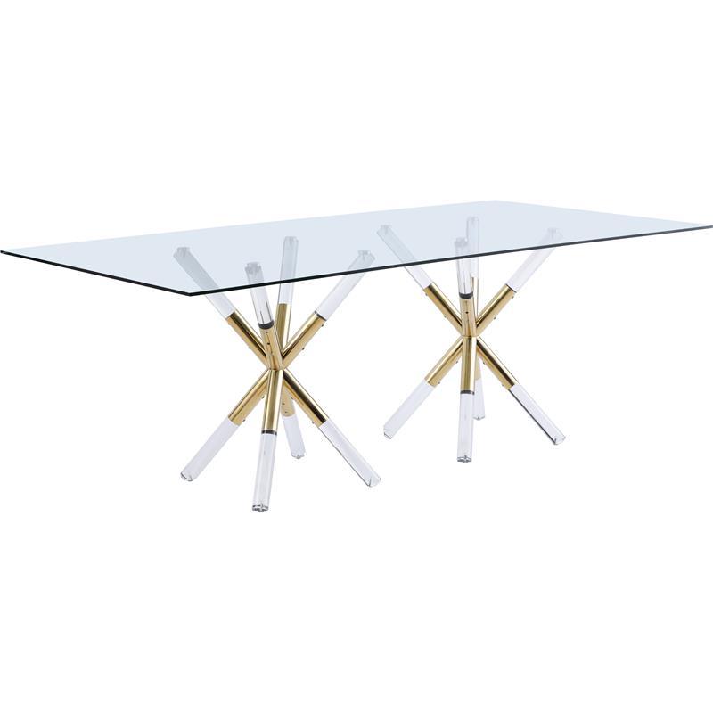 Meridian Furniture Mercury Rectangular Tempered Glass Top Dining Table