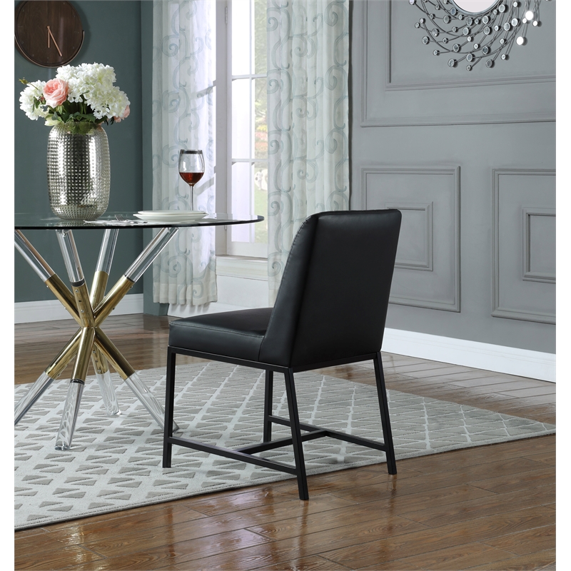 Meridian Furniture Bryce Quilted Black Vegan Leather Dining Chair (Set of 2)